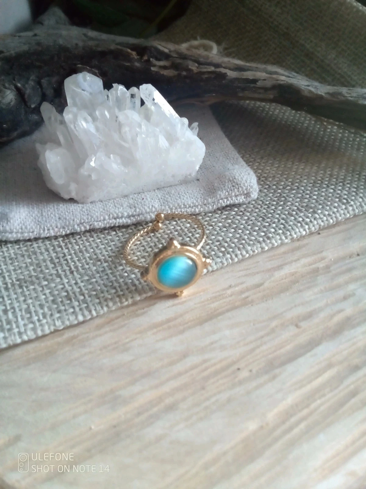 Bague pierre oeil de chat bleu – photo 2